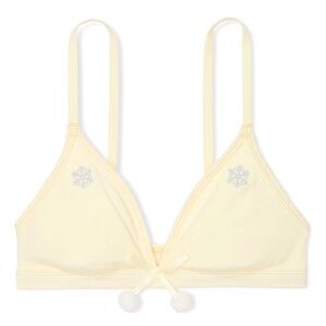 🔥VS Pink powder puff soft unlined bralette w pom poms & snowflakes sz XL NWT